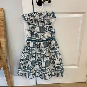 NWT Janie and Jack Size 5 Dress Green White Horse Equestrian